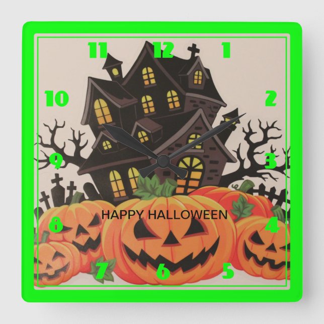 RELOJ CUADRADO HAPPY HALLOWEEN (Anverso)