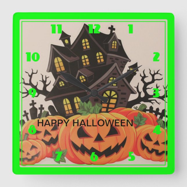 RELOJ CUADRADO HAPPY HALLOWEEN (Anverso)