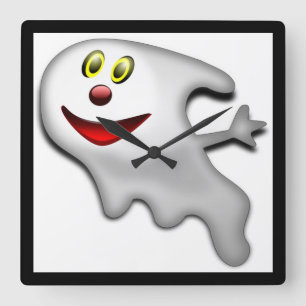 RELOJ CUADRADO "HAPPY HALLOWEEN" GHOST