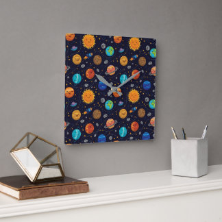 Reloj Cuadrado Happy Planets Wall Clock
