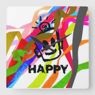 Reloj Cuadrado HAPPY Ribbons Wall Clock