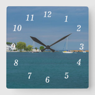 Reloj Cuadrado Harbour Mackinac Island Wall Clock