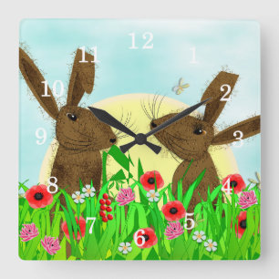 Reloj Cuadrado Hare Whimsical Cute Animals