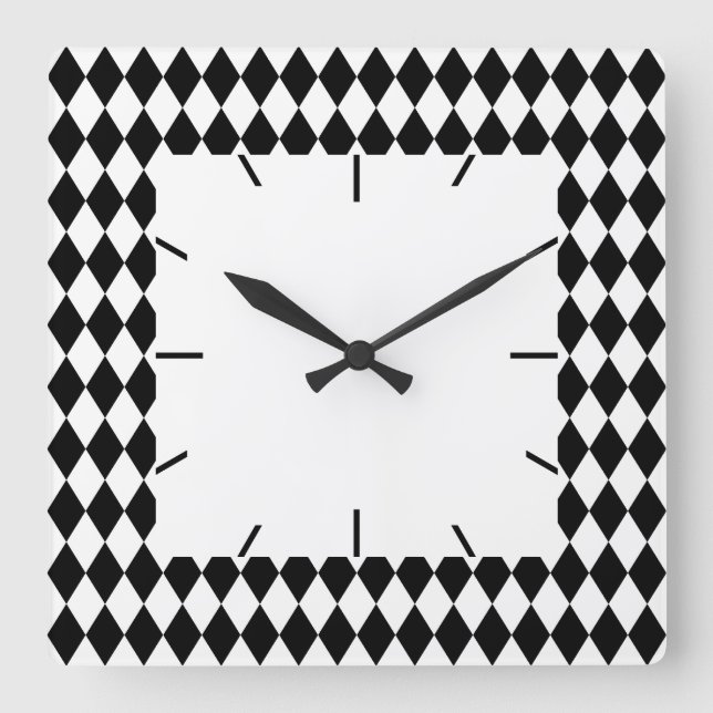 Reloj Cuadrado Harlequin Black and White (Anverso)
