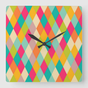 Reloj Cuadrado Harlequin vintage pattern