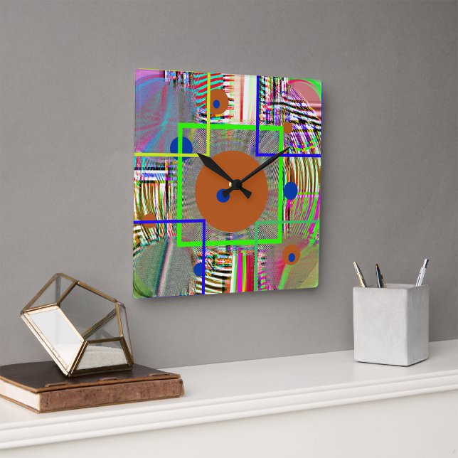 Reloj Cuadrado Harmony Geometry — Vibrant Folk-Art Watercolor  (Subido por el creador)