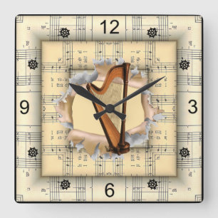 Reloj Cuadrado Harp ~ Breaking Through ~ Strange Sheet Music ~