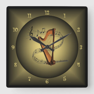 Reloj Cuadrado Harp ~ Musical Globe ~Musical Instrument ~Scale ~