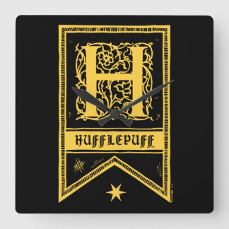Reloj Cuadrado Harry Potter | Bandera de Monograma de Hufflepuff