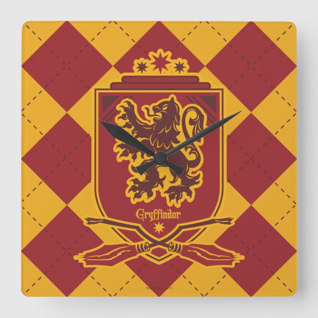 Reloj Cuadrado Harry Potter | Escudo Gryffindor QUIDDITCH™ (Anverso)