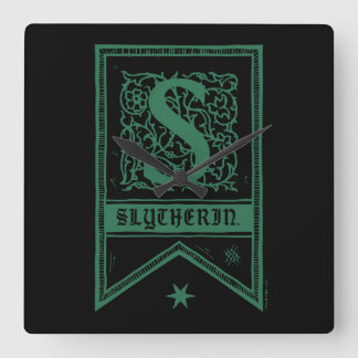 Reloj Cuadrado Harry Potter| Pancarta de Monograma de Slytherin
