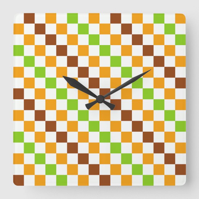 Reloj Cuadrado Harvest diagonal checkerboard pattern (Anverso)