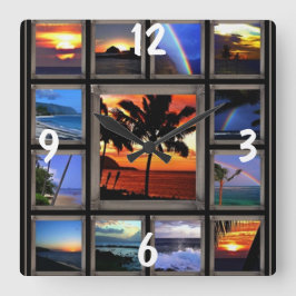 Reloj Cuadrado Hawaiian scenes Wall Clock