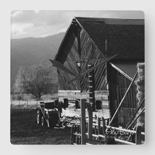 Reloj Cuadrado Hay Barn (Anverso)