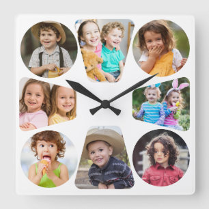 Reloj Cuadrado Haz Tu Propio Collar de Fotos de Familia de 8 Foto