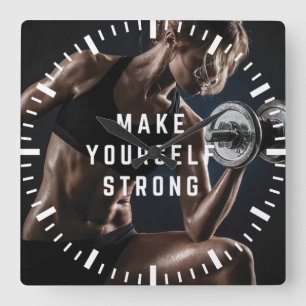 Reloj Cuadrado Hazte FUERTE. Motivación del entrenamiento de las