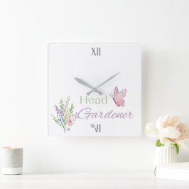 Reloj Cuadrado Head Gardener Floral, Mothers Day, Birthday       