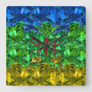 Reloj Cuadrado Hearts and butterfly on background of Amazigh flag