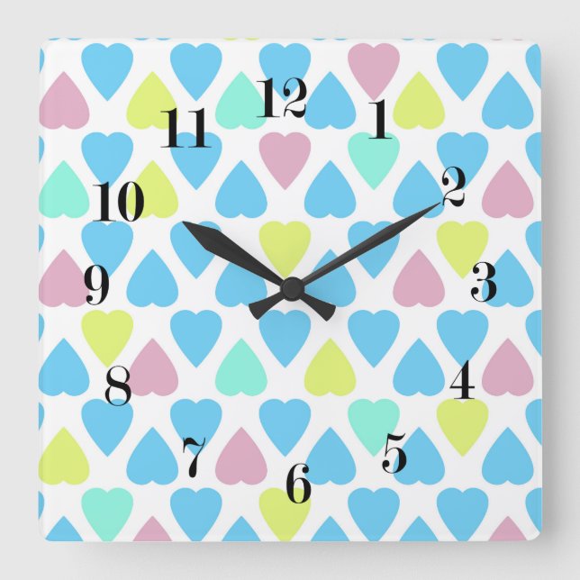 Reloj Cuadrado Hearts multicolor (Anverso)