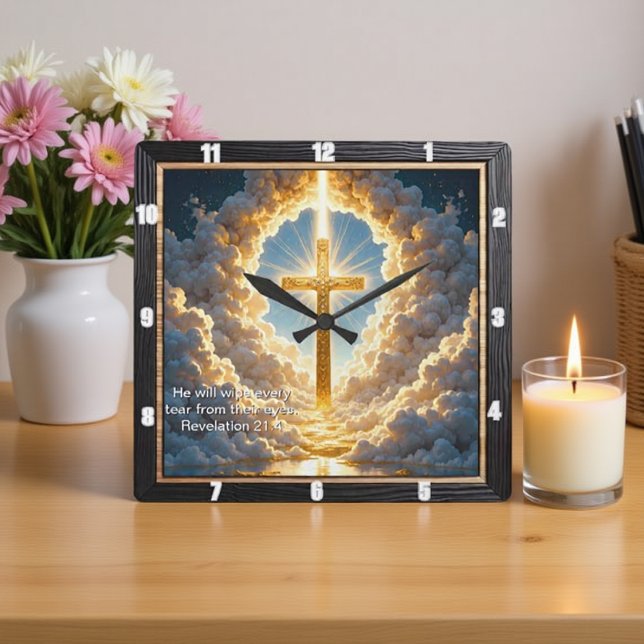 Reloj Cuadrado Heaven's Gate Golden Cross Radiant Revelation 21:4 (Subido por el creador)