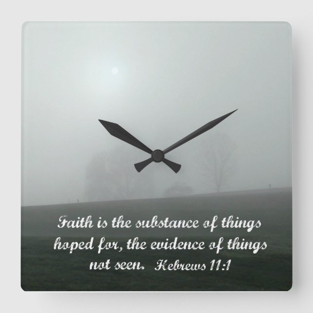 Reloj Cuadrado Hebreos 11:1 (Anverso)