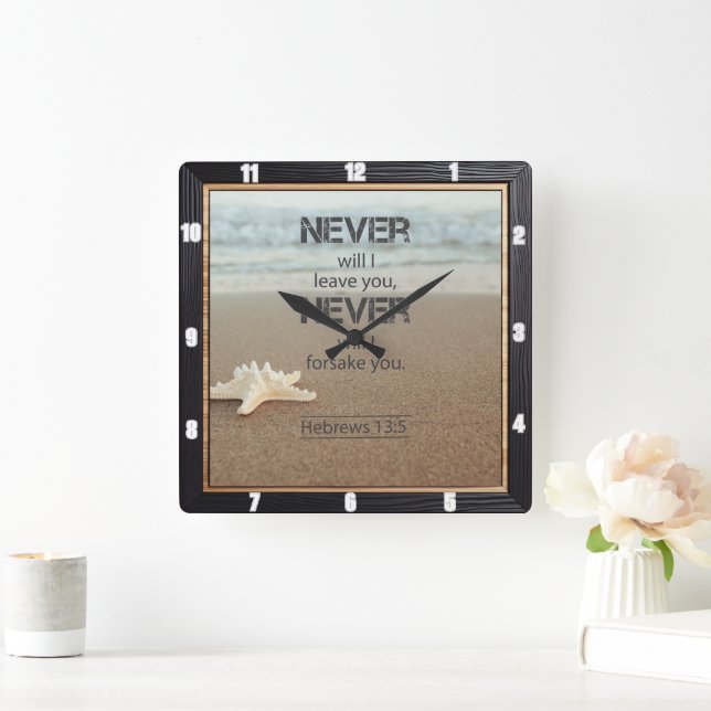 Reloj Cuadrado Hebreos de los Starfish de Playa 13:5 (Hogar)