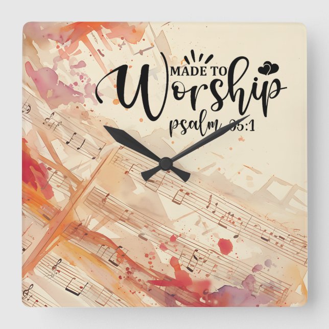 Reloj Cuadrado Hecho para venerar la Inspiradora cita cristiana (Anverso)