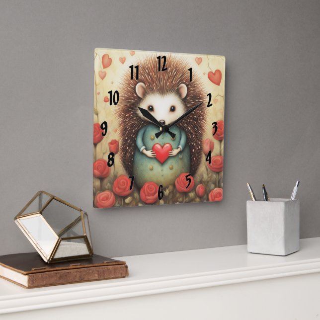 Reloj Cuadrado Hedgehog Love 2 (Oficina)