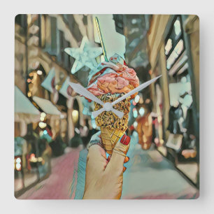 Reloj Cuadrado Helados rociados