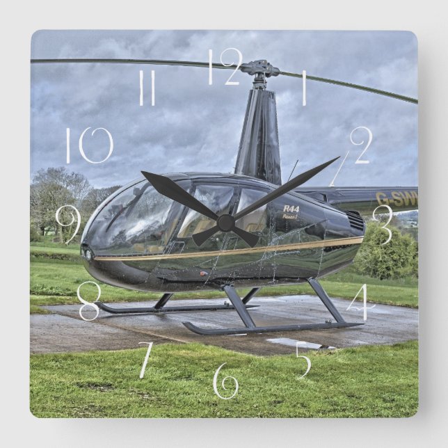 Reloj Cuadrado Helicóptero Robinson R44 (Anverso)