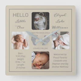 Reloj Cuadrado Hello Little One Baby Four Photo Square Wall Clock