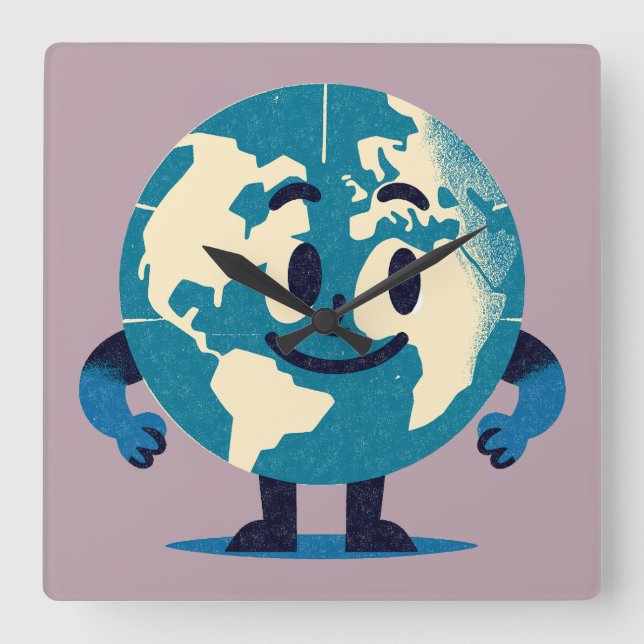 Reloj Cuadrado Hello Tiny World Wall Clock (Anverso)