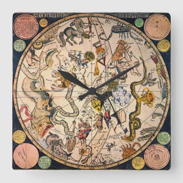 Reloj Cuadrado Hemisferio celestial, 1790 (Anverso)
