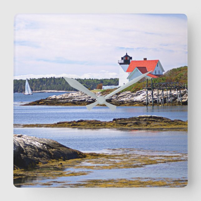 Reloj Cuadrado Hendricks Head Lighthouse, Maine Clock (Anverso)