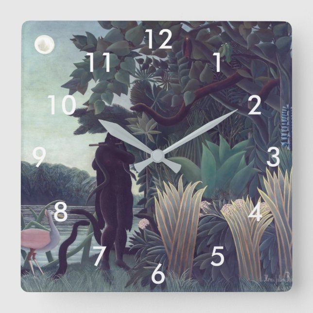 Reloj Cuadrado Henri Rousseau - El encantador de serpientes (Anverso)