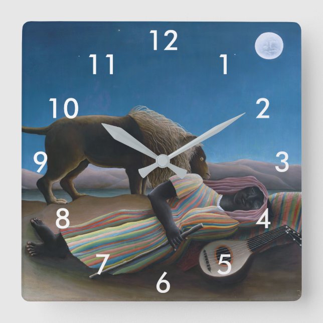 Reloj Cuadrado Henri Rousseau - El gitano durmiente (Anverso)