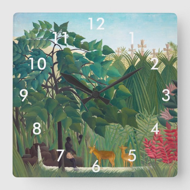 Reloj Cuadrado Henri Rousseau - La cascada (Anverso)