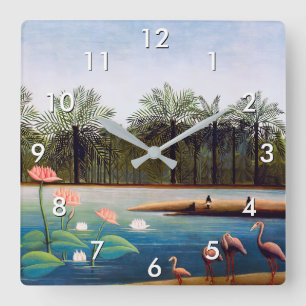 Reloj Cuadrado Henri Rousseau - Los flamencos