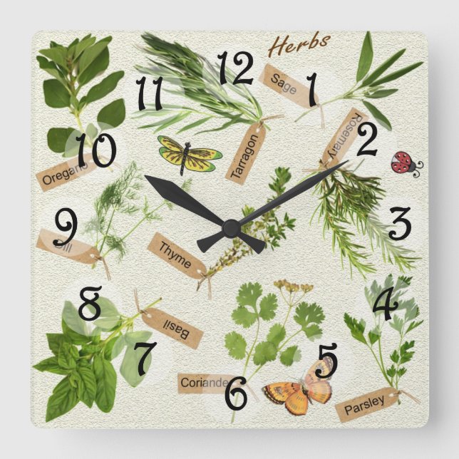 Reloj Cuadrado Herbs (Anverso)