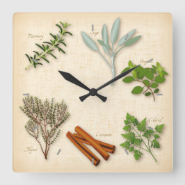 Reloj Cuadrado Herbs and Spices Wall Clock
