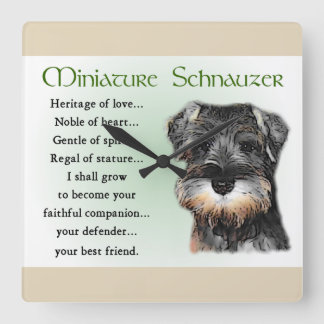Reloj Cuadrado Herencia del perrito del Schnauzer miniatura