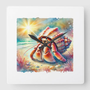 Reloj Cuadrado Hermit Crab 100724AREF103 - Watercolor