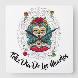 Reloj Cuadrado Hermosa Catrina Feliz Día de Muertos