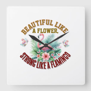 Reloj Cuadrado Hermosa como una flor, fuerte como un flamenco