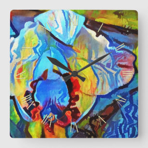 Reloj Cuadrado Hermosa flor abstracta