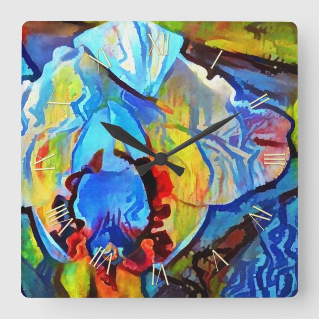 Reloj Cuadrado Hermosa flor abstracta (Anverso)