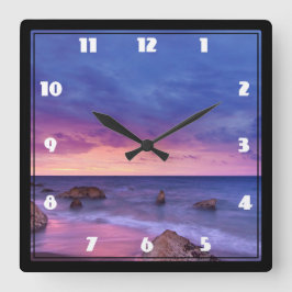 Reloj Cuadrado Hermosa fotografía de la costa atardecer