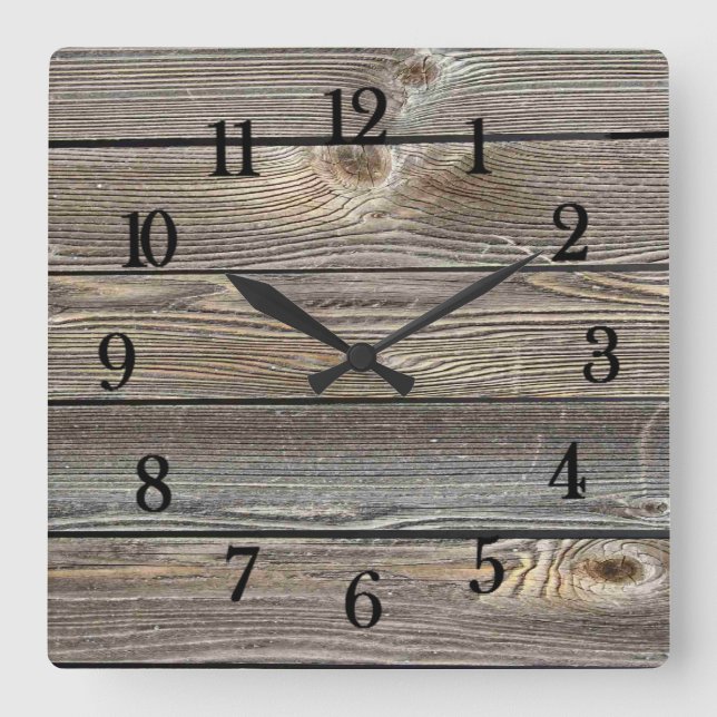 Reloj Cuadrado Hermosa impresión horizontal de madera con aspecto (Anverso)