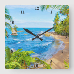 Reloj Cuadrado Hermosa playa aislada