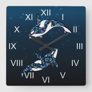 Reloj Cuadrado Hermosa playa de ballenas de Orca